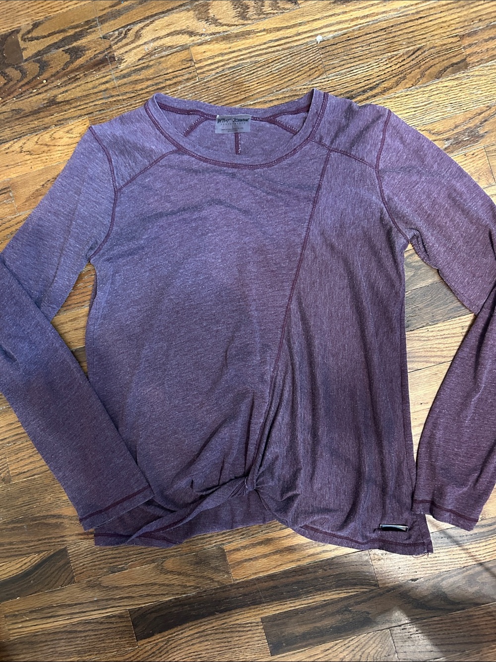 Betsey Johnson Plum Long Sleeve Twist Front Top